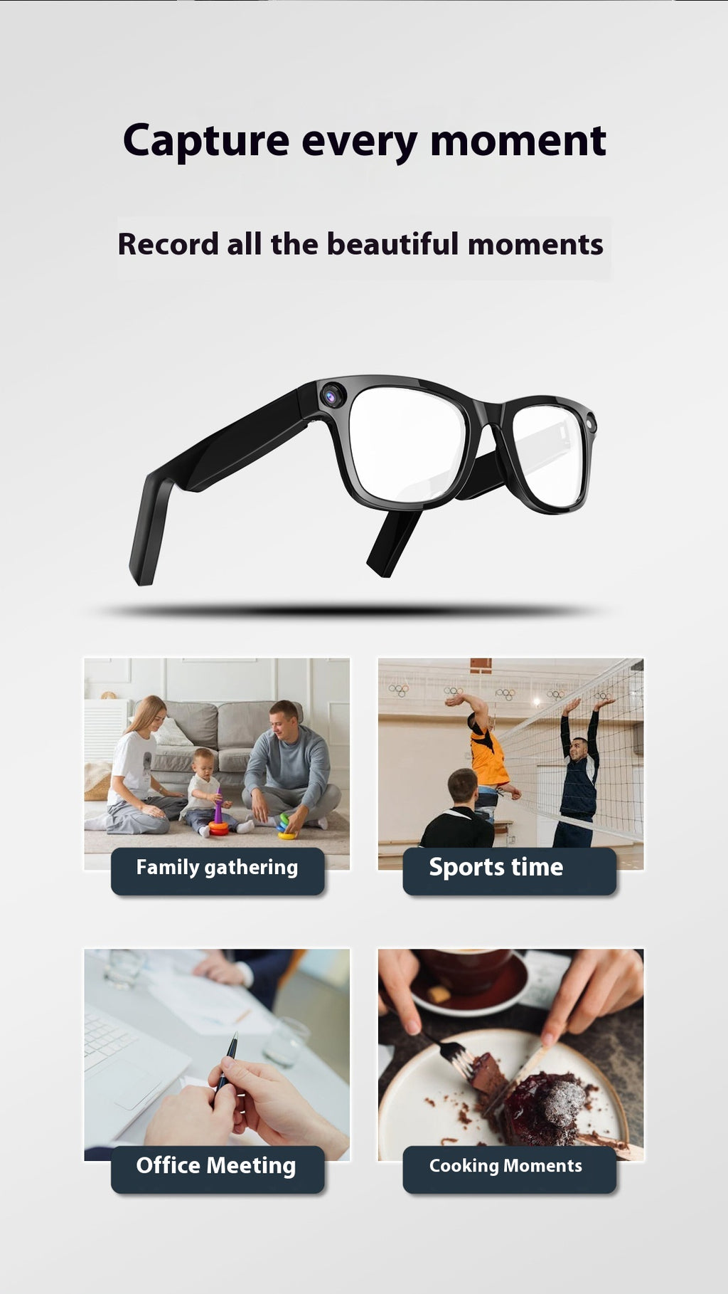 Gafas Inteligentes con Cámara IA | Vídeo HD, Traducción y Llamadas